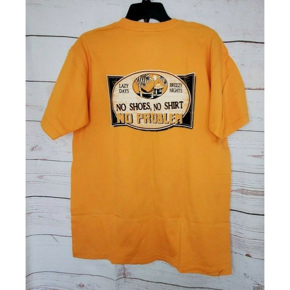 Lazy Days Breezy Nights No Shoes No Shirt No Problem Outer Banks N.C T Shirt - Picture 5 of 9